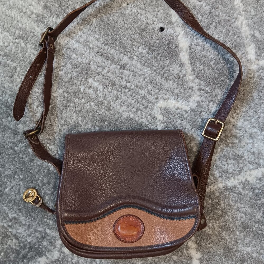 Vintage brown leather small dooney and bourke bag boho crossbody leather